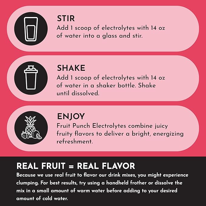 Fruit Punch Electrolytes ??30?‘Serving Hydration Drink Mix with Coconut Water, Sea Salt, and Trace