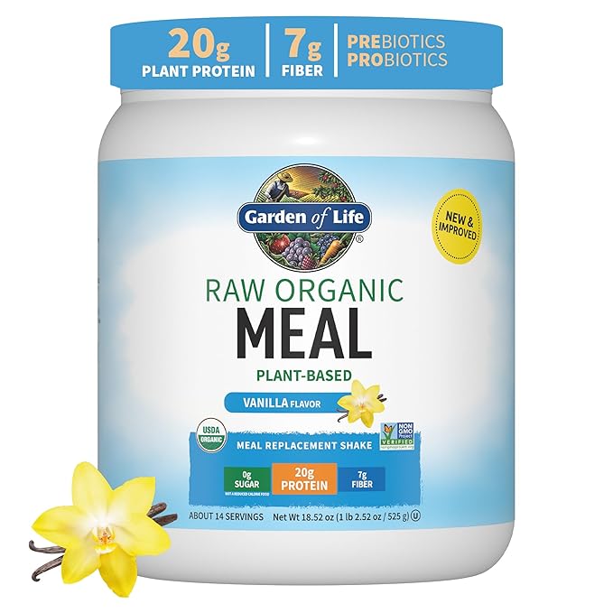Garden of Life Meal Replacement Shakes, Raw Organic, Vanilla Protein Powder with Plant Based Pea