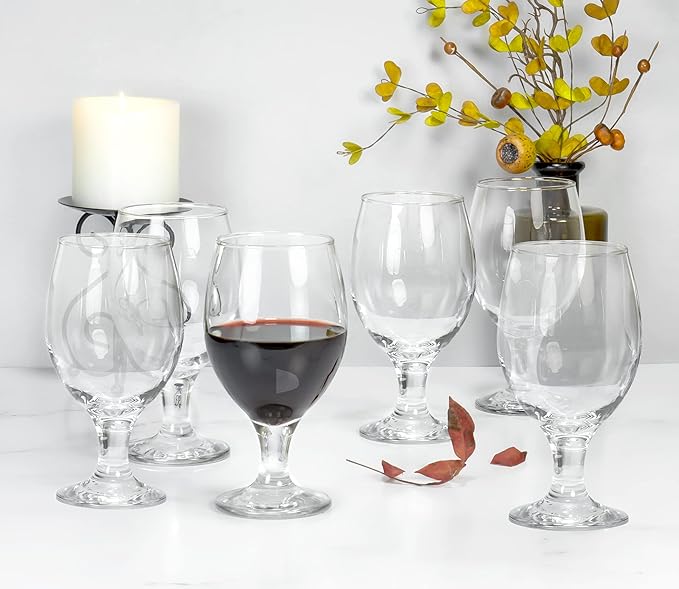 Red Co. Belluno Classic Clear Glasses for Water, Juice, Liquor - Wine Goblets - Set of 6 (13.5