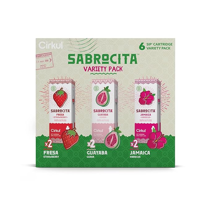 Cirkul Sabrocita Flavor Cartridge Variety Pack, 6-Pack (2 Strawberry, 2 Guava, 2 Hibiscus), No