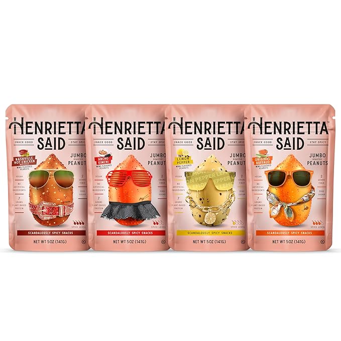 Henrietta Said Wing-Flavored Peanuts - Variety Pack - Truly Good Foods Shelled Snacking Nuts - Bold