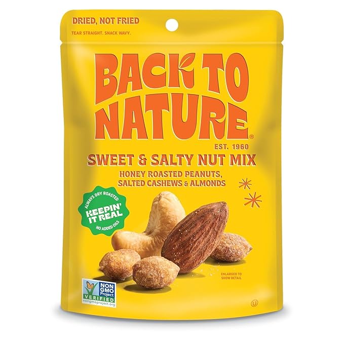 Back to Nature Sweet & Salty Nut Mix, Honey Roasted Peanuts, Salted Cashews & Almonds, Dry Roasted