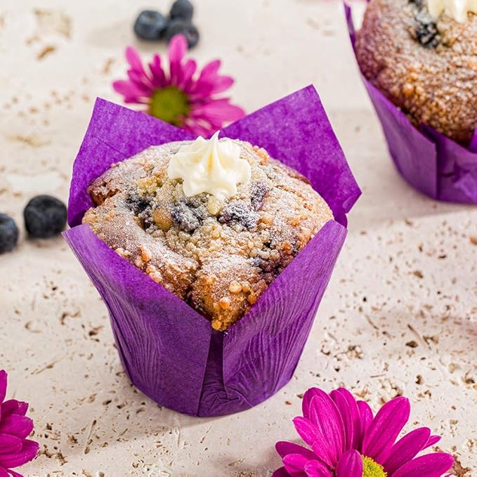 Restaurantware Panificio 4 Ounce Tulip Baking Cups 200 No Oil Spills Paper Baking Cups - Disposable