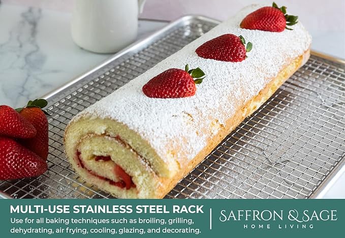 Commercial Quality Cookie Sheet and Rack - Aluminum Half Sheet Baking Pan and Stainless Steel