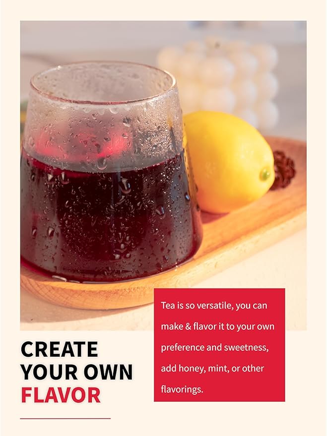 TeeLux Hibiscus Iced Tea, Family Sized Hibiscus Tea Bags, Natural Hibiscus Flowers Herbal Tea