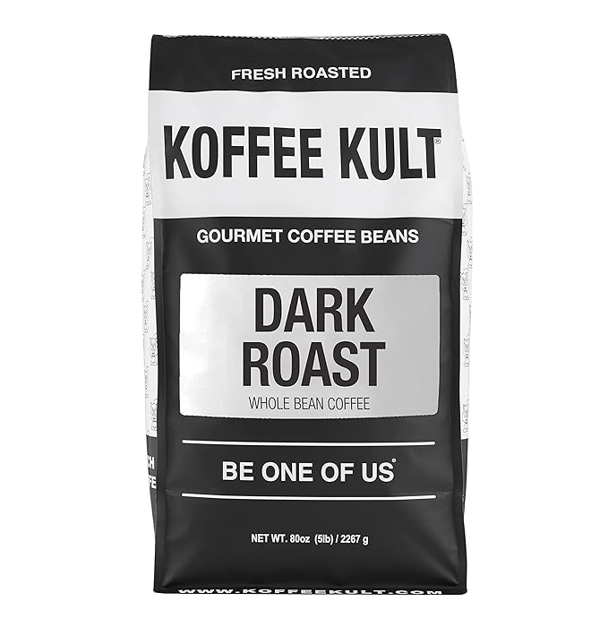 Koffee Kult Dark Roast Whole Bean Coffee 100% Arabica Coffee Beans, Gourmet Artisan Blend with