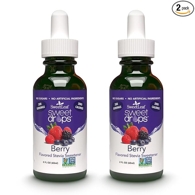 SweetLeaf Stevia Sweet Drops Berry - Liquid Stevia Drops Sweetener, Zero Calorie, Non-GMO Flavored