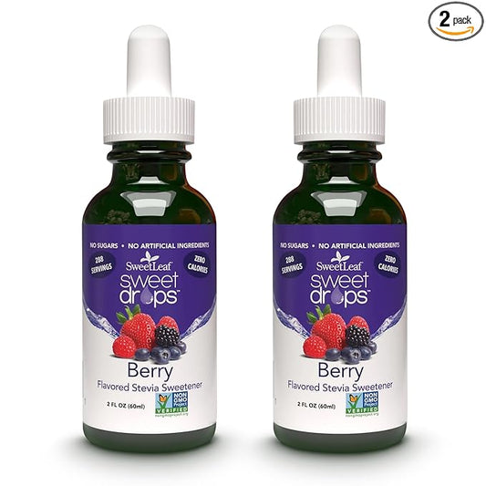 SweetLeaf Stevia Sweet Drops Berry - Liquid Stevia Drops Sweetener, Zero Calorie, Non-GMO Flavored