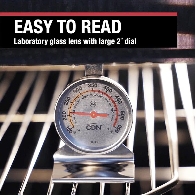 "CDN Oven Thermometer ProAccurate®, Easy-to-Read 2"" Dial, Stainless Steel Housing, Temperature