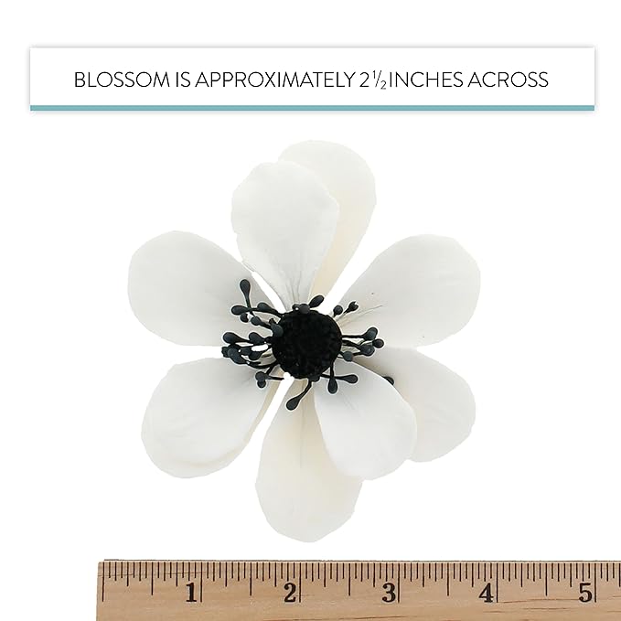 Global Sugar Art Poppy Anemone Sugar Cake Flowers White with Black Center, 3 Count by Chef Alan