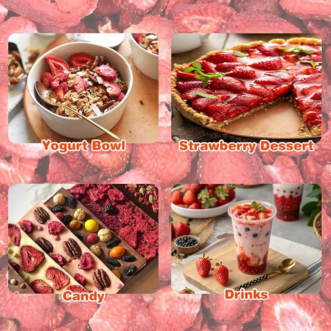 Freeze-Dried Strawberry Slices 5.6oz Jar - 100% Natural Crispy Strawberry Fruit Snack, Vegan