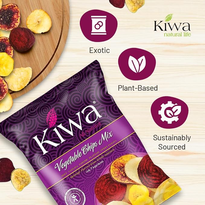 Kiwa Real Veggie Chips Healthy 2.5 Oz (Pack of 6) - Veggie Snacks with Plantain, Beet, Parsnip