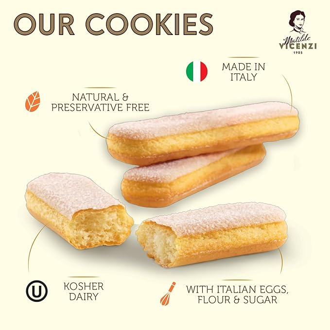 Matilde Vicenzi Vicenzovo Ladyfingers 14.10oz - Classic Italian Biscuits, Ladyfingers Cookies for