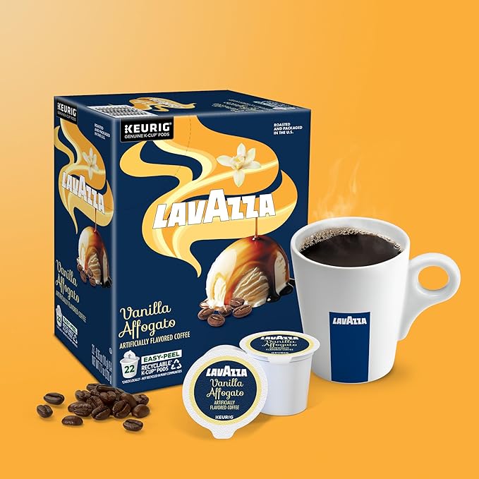 Lavazza Vanilla Affogato Coffee, Single Serve Keurig K-Cup Pods, Flavored Coffee, 88-Count Box (4