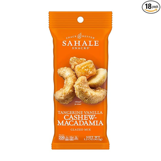 Sahale Snacks Tangerine Vanilla Cashew-Macadamia Glazed Mix,1.5 oz Grab & Go Bags(18