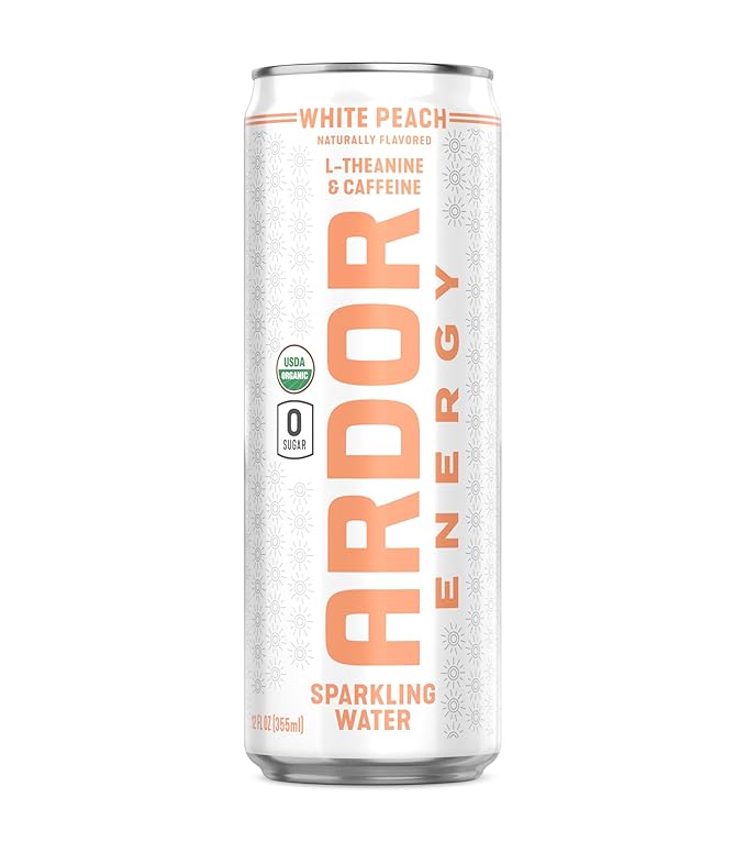 ARDOR ENERGY Sparkling Water with 100mg Natural Caffeine & 200mg L-Theanine from Organic Green Tea