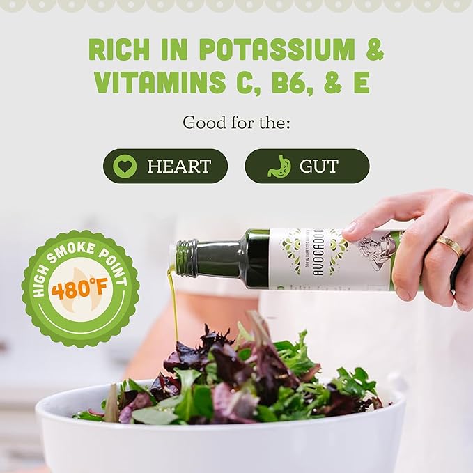 AVA JANE'S KITCHEN - Extra Virgin Avocado Oil - 100% Cold Pressed, Natural, & Unrefined - 480째F
