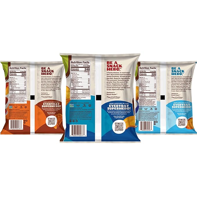 Jackson???Sweet Potato Kettle Chips Avocado Oil Variety Pack made with Premium Oils (1.5 oz, Pack