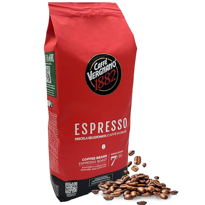 Caffe Vergnano 1882 Espresso Whole Bean Arabica Roast Coffee, 2.2 lb bag - Italian Medium Roast