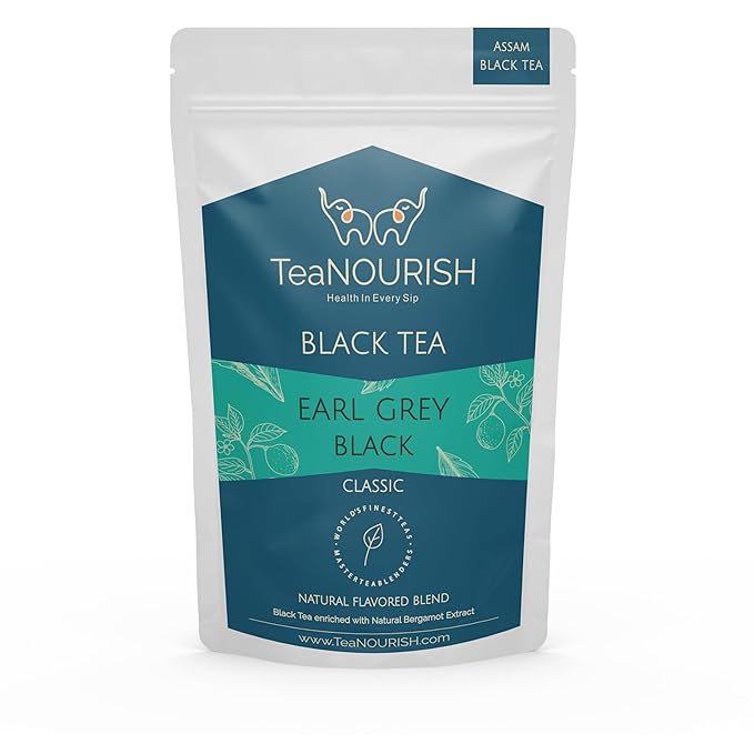 TeaNOURISH Earl Grey Black Tea | Assam Loose Leaf Black Tea Enriched with Natural Bergamot Extract
