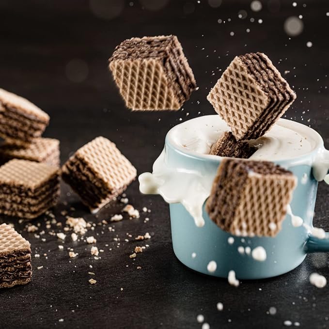Loacker Quadratini Chocolate Wafer Cookies LARGE - 30% Less Sugar - Premium Crispy Bite Size Wafers