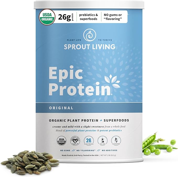Sprout Living Plant Based Protein & Superfoods Powder, Original, Unflavored | Organic Protein