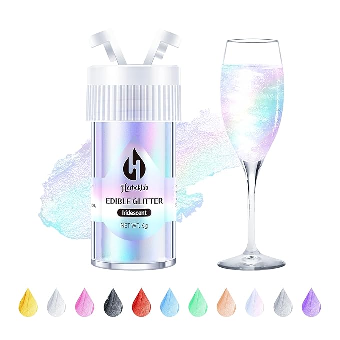 Iridescent Edible Glitter ??6g Rainbow Luster Dust Drink Glitter, Food Grade Shimmer Powder for