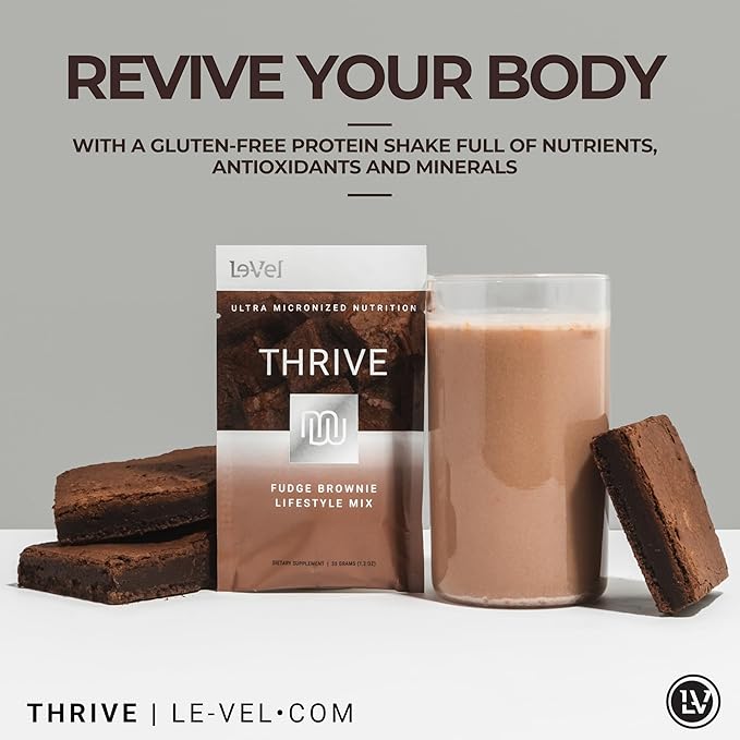 Thrive Protein Shake | 16 Packets (35g Each) | Gluten-Free, Pea Protein, Probiotics, Fiber &