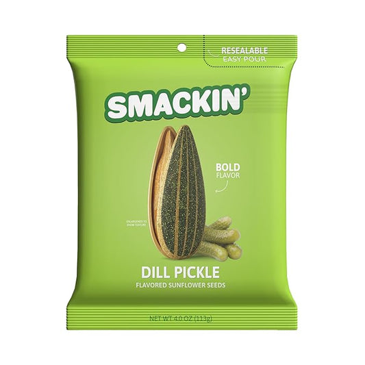 SMACKIN' - Jumbo Roasted Sunflower Seeds, No Salty Burn, American Made, Easy Pour & Seal - Dill