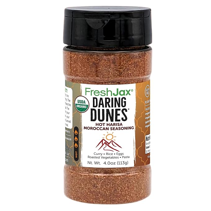 FreshJax Daring Dunes Hot Moroccan Harissa Spice Blend | 4 oz Organic Gourmet Seasoning | Non-GMO