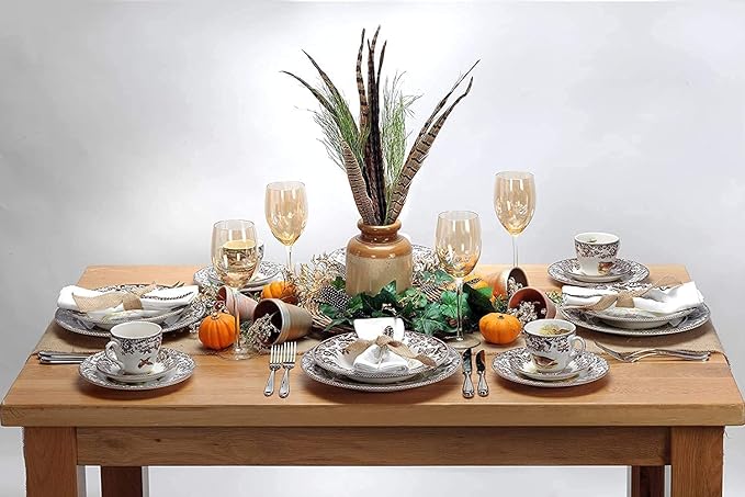 Spode Woodland Cranberry Dish with Slotted Spoon - Featuring Turkey Motif & British Flower Border