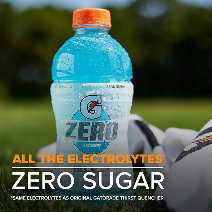 Gatorade Thirst Quencher Zero Sugar Sports Drink, Glacier Freeze, 12oz Bottles, 12 Pack