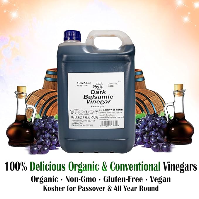 De La Rosa Dark Balsamic Vinegar, Vegan, Kosher & Gluten Free, Great for Salad Dressings, Marinades