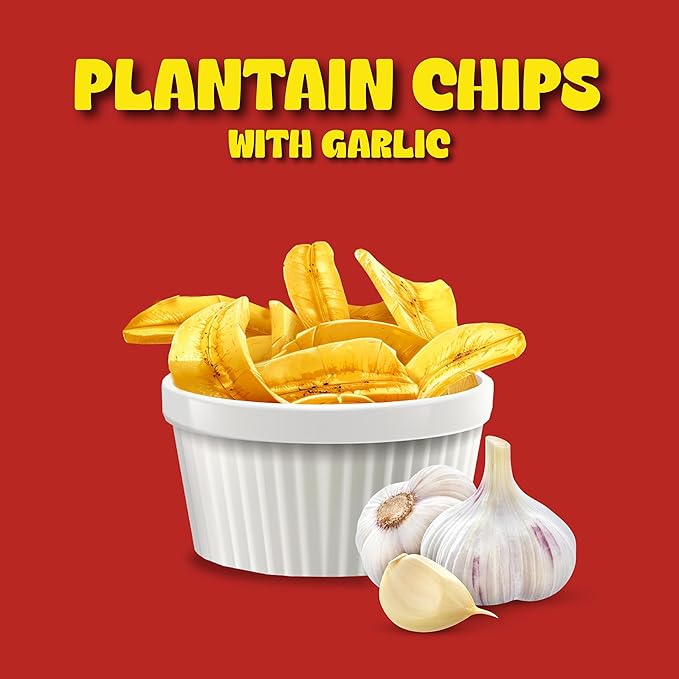 Mayté Garlic Plantain Chips – 30 Individual Packs (3oz Each) – Crunchy, Savory, and Healthy Snacks