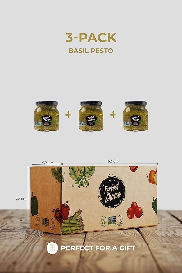 Perfect Choice Basil Pesto - Delicious Pasta Sauce, Pizza Sauce & More - 4.9 oz (Pack of 3)