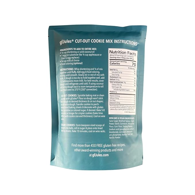 gfJules Certified Gluten Free Cut Out Cookie Baking Mix | Tollhouse Style | Bars or Cookies | No