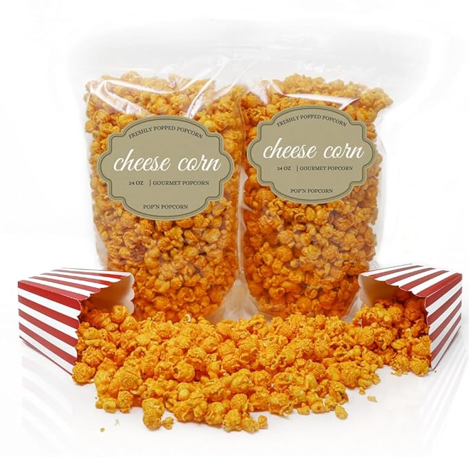 Pop?셄 Popcorn Cheddar Cheese Pop Corn - 24 oz Cheesy Pop Corn Flavored Snacks for Movie Night or