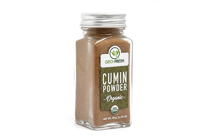 Geo-Fresh Organic Cumin Powder 1.76 oz - Ground Cumin Powder Organic for Cooking - USDA Certified