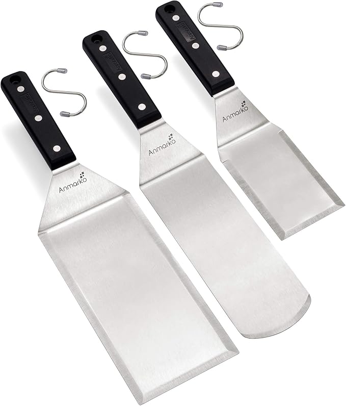 Stainless Steel Spatula Set - Heavy Duty Spatula and Scraper - Great for Cast Iron Griddle BBQ Flat