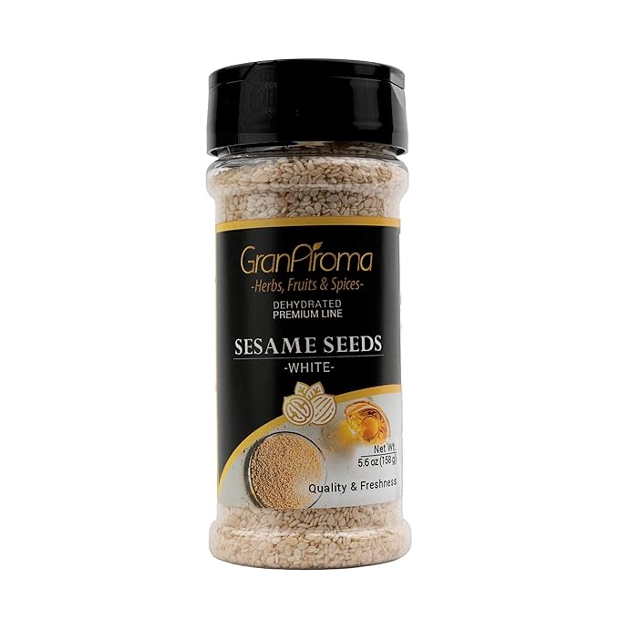 GranAroma White Sesame Seeds, Add Texture & Flavor to Any Recipe, Mix of Sesame Seeds, Garlic
