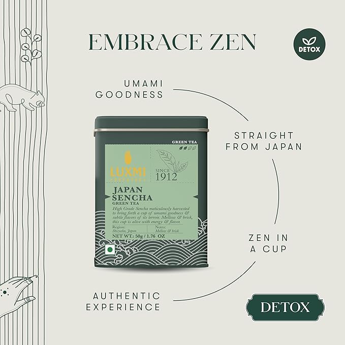 Luxmi Estates - Japanese Sencha Green Tea - 50g (25 cups) | Authentic Japanese Sencha Tea by First