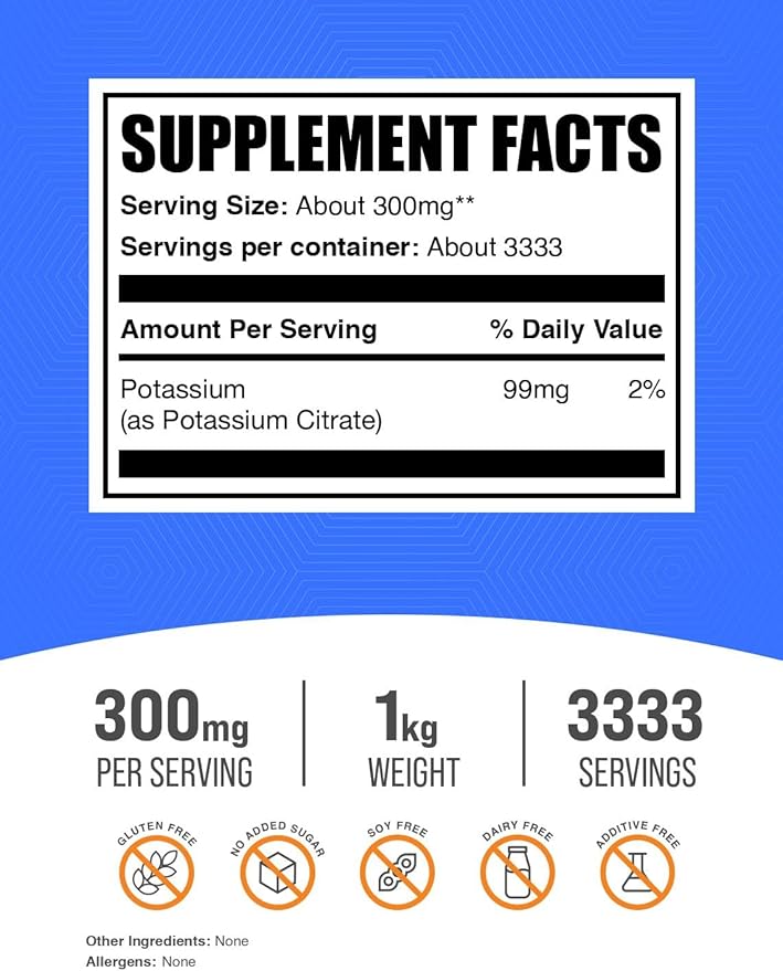 BulkSupplements.com Potassium Citrate Powder - for Hydration Support, Mineral Supplement, Potassium