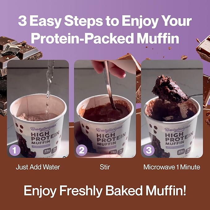 Bootylicious | High-Protein Muffin | 25g Protein, 7g Net Carbs, 2.32-2.75oz Cup, 12-Pack (Double
