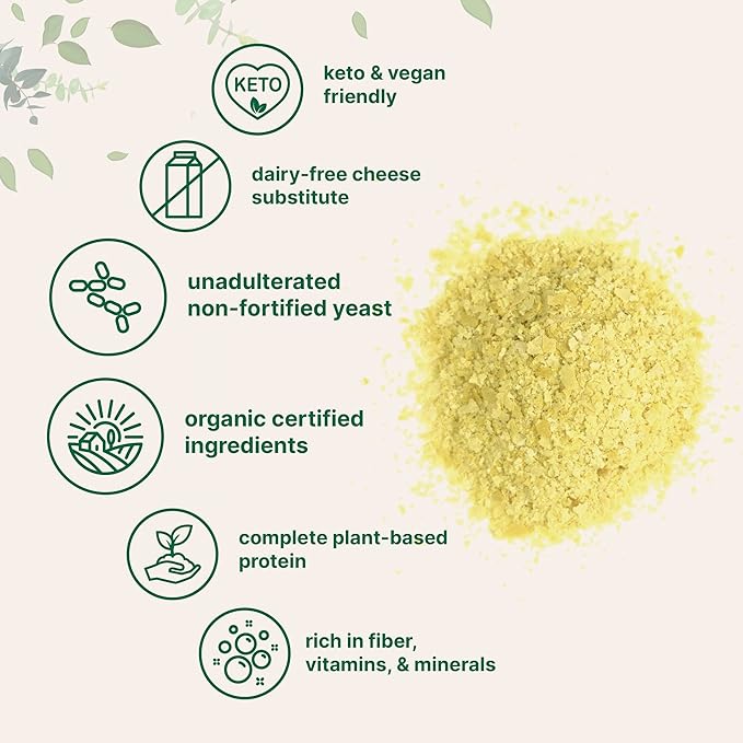 Organic Non-Fortified Nutritional Yeast Flakes, 2 Pounds (32oz) | Rich in Vegan Protein, B Vitamins