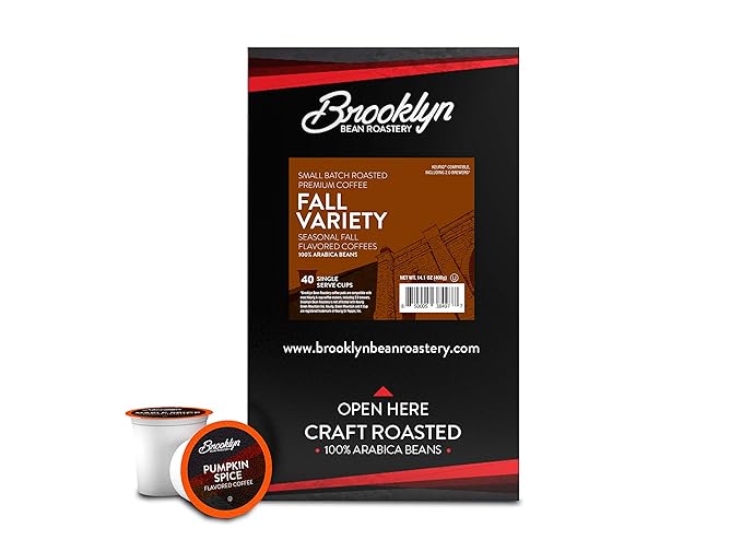Brooklyn Beans Roastery Coffee Pods, Fall Flavored Variety Pack Sampler (Pumpkin, Maple, Vanilla)