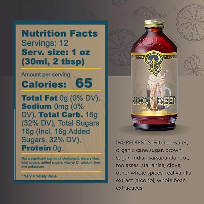 Portland Syrups Genuine Root Beer Syrup - Premium Beverage Concentrate for Authentic Cocktails