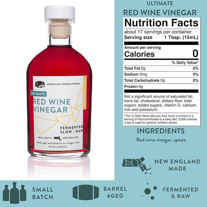 American Vinegar Works - Organic Extra Virgin Olive Oil & Red Wine Vinegar - 8.5oz of Red Wine