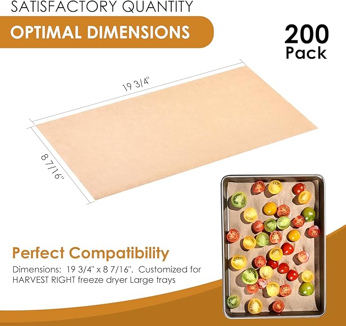 KitchenRaku 200 Pack Parchment Paper For Harvest Right Freeze Dryer Trays, Disposable Accessories