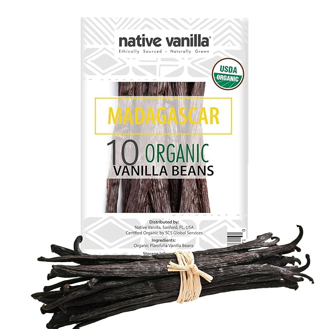 10 Organic Madagascar Vanilla Beans - Gourmet Grade A Premium Vanilla Pods - For Vanilla Extract &