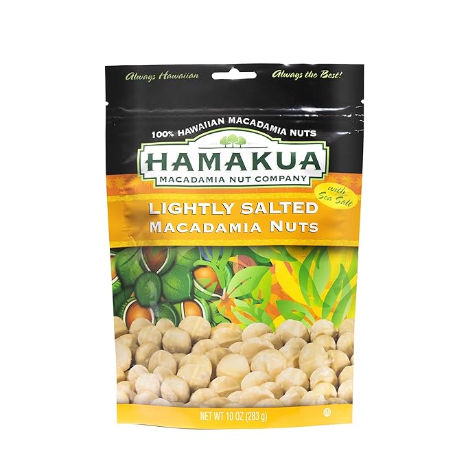 Hamakua Macadamia Nuts - Lightly Salted - Hawaiian Grown Dry Roasted Half and Whole Macadamias with